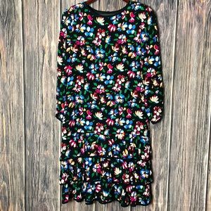 Vintage RICHARD WARREN Women Floral  Dress Size 10 Color Black White Pink Yellow